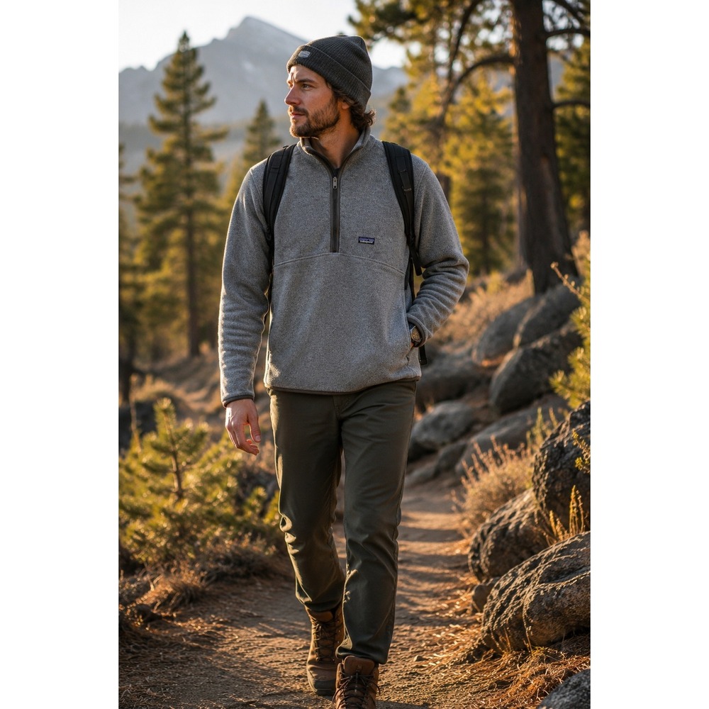 Patagonia Synchilla Marsupial Quarter Zip Fleece Pullover Grey Mens Medium W778F